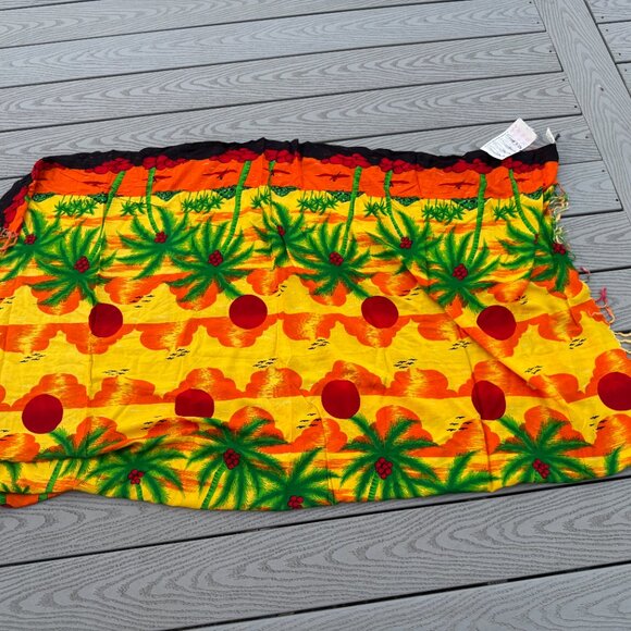 Touch of  Hawaii Yellow Orange Wrap Scarf Swim Cover Beachwear Palm Trees - Picture 6 of 6